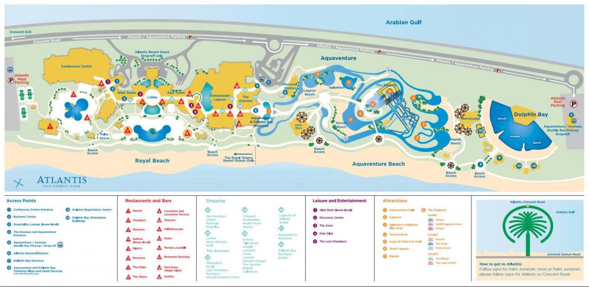kart av Atlantis i Dubai