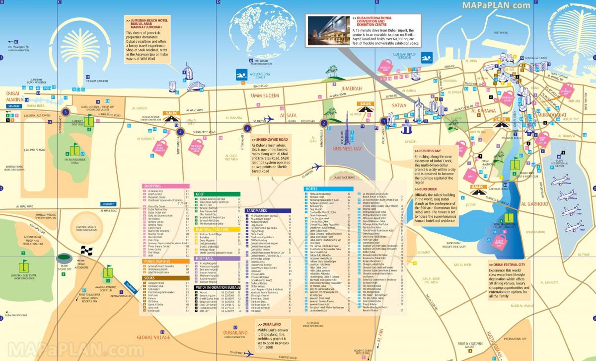 kart over Dubai sentrum