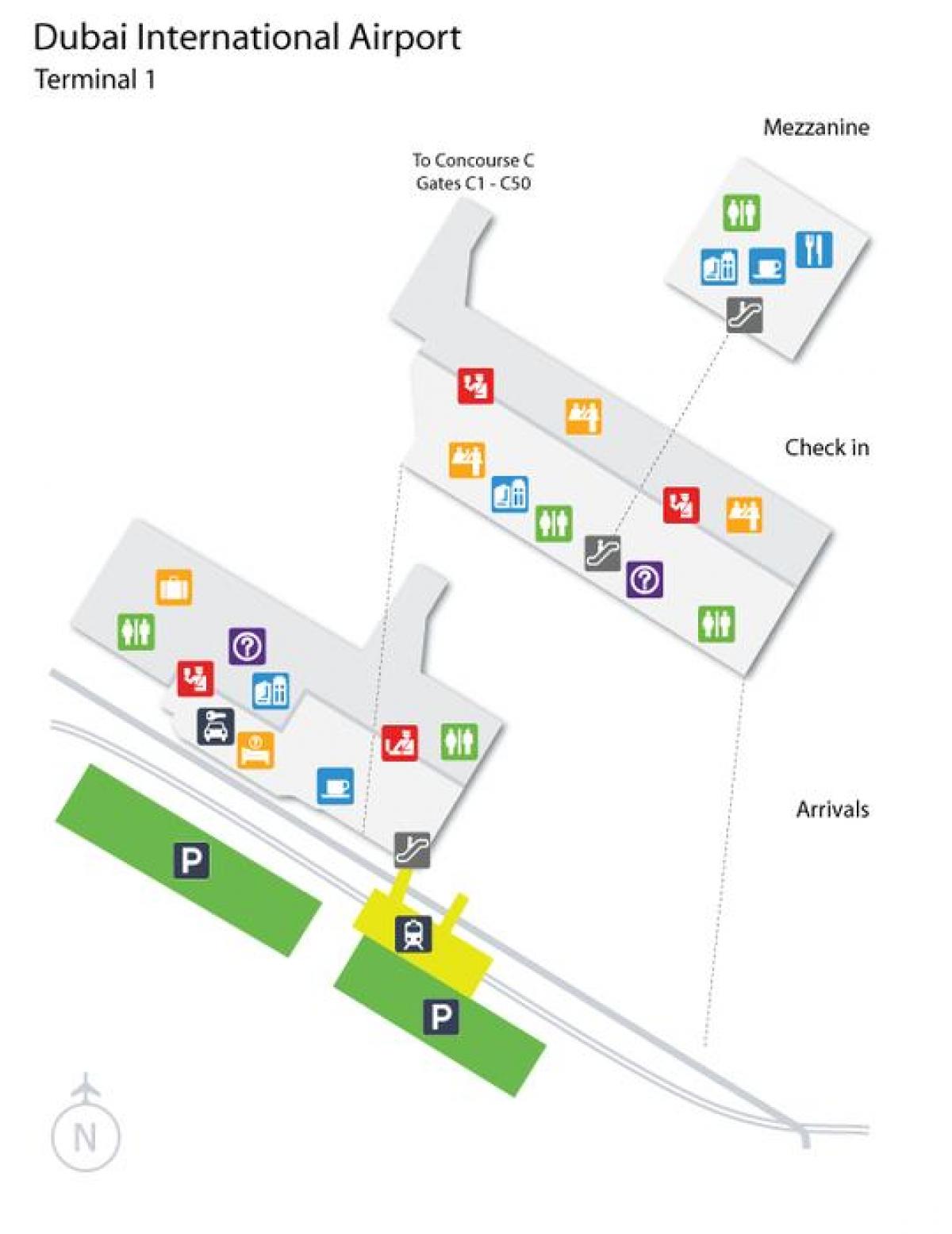 Dubai airport terminal 1 plassering kart