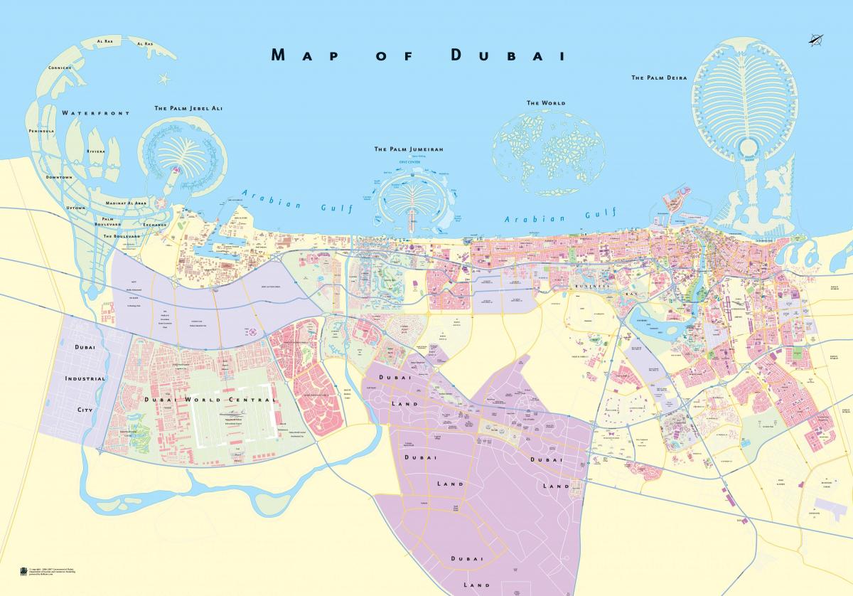 kart over Dubai by
