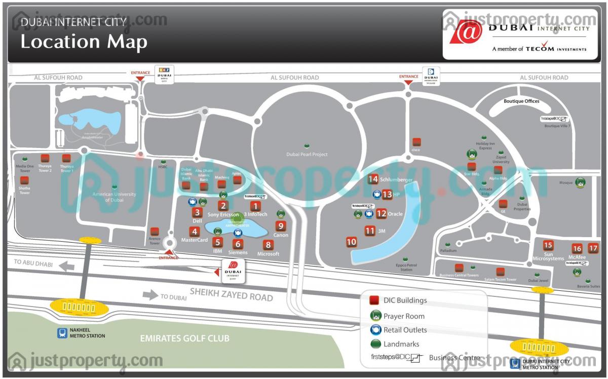 kart over Dubai internet city