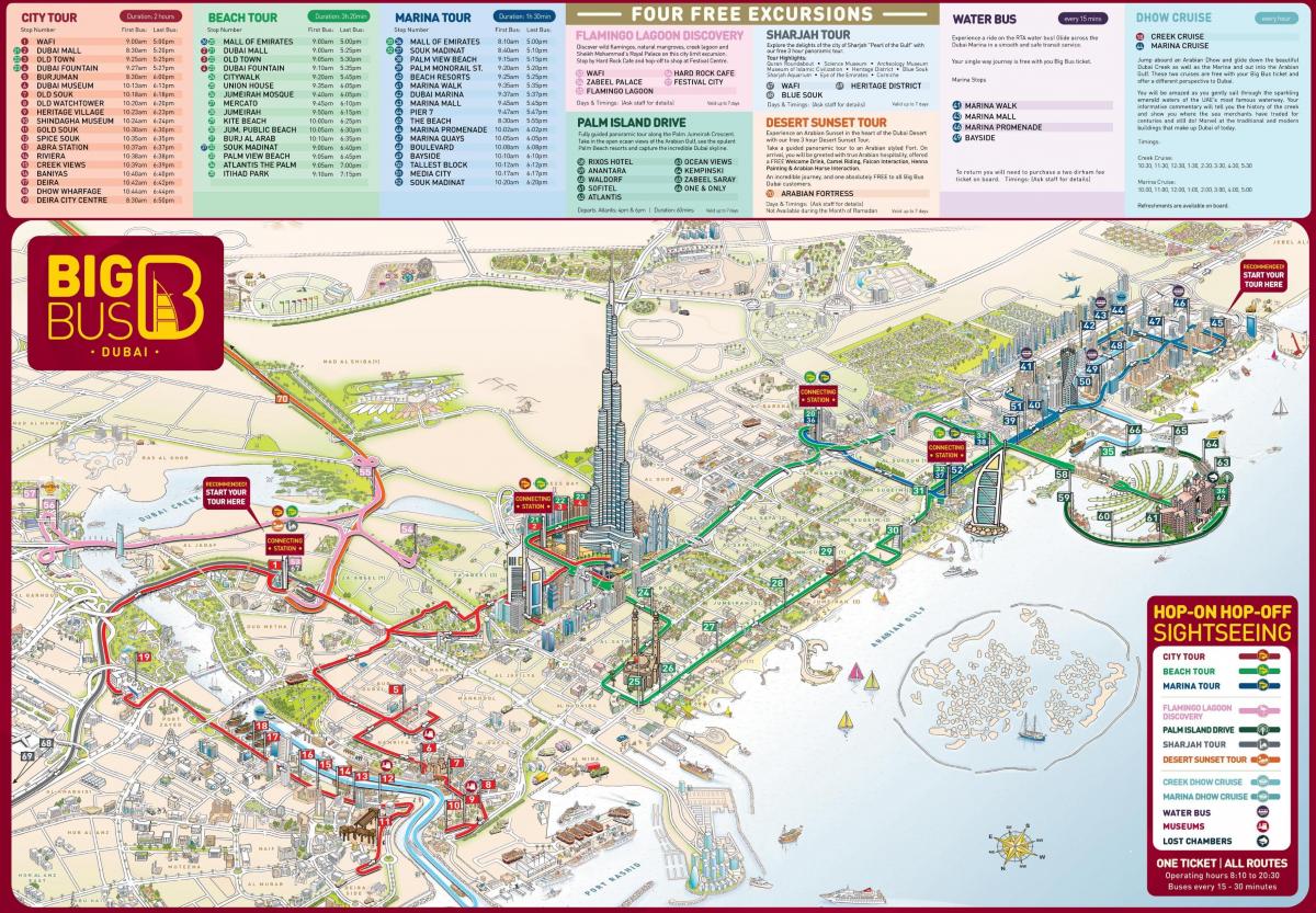 Dubai kart med turist-attraksjoner