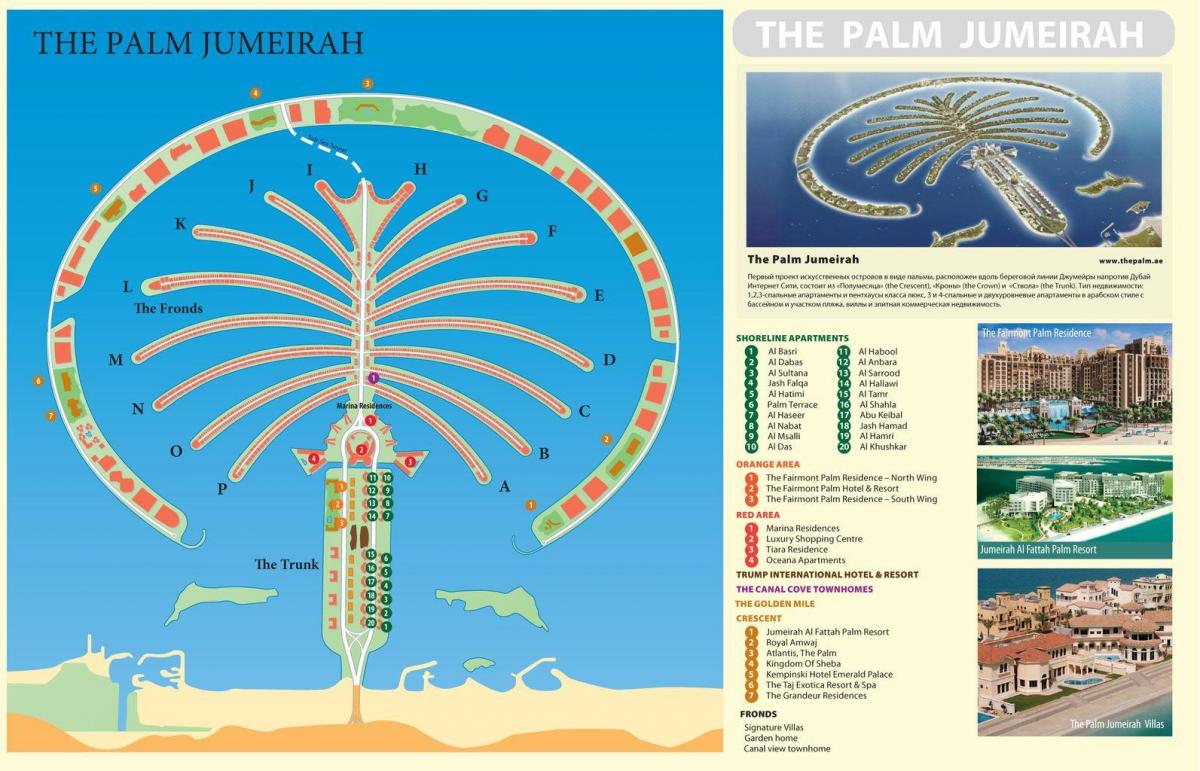 kart over Palm Jumeirah Dubai