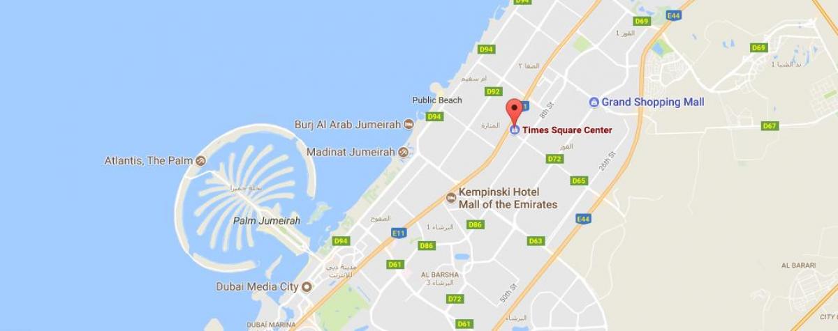 kart over Times Square i Sentrum Dubai