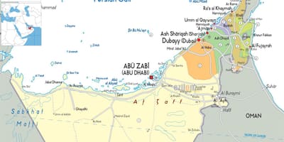Kart over Dubai, de forente arabiske Emirater
