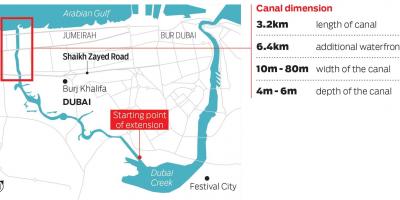 Kart over Dubai-kanalen