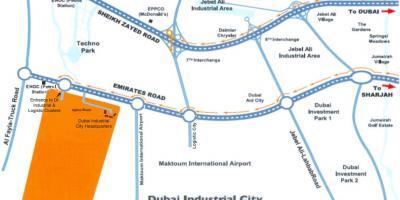 Kart over Dubai industriby